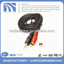 Câble AV stéréo mâle à mâle de 3,5 mm à 2rca pour ordinateur / VCD / DVD / HDTV / MP3